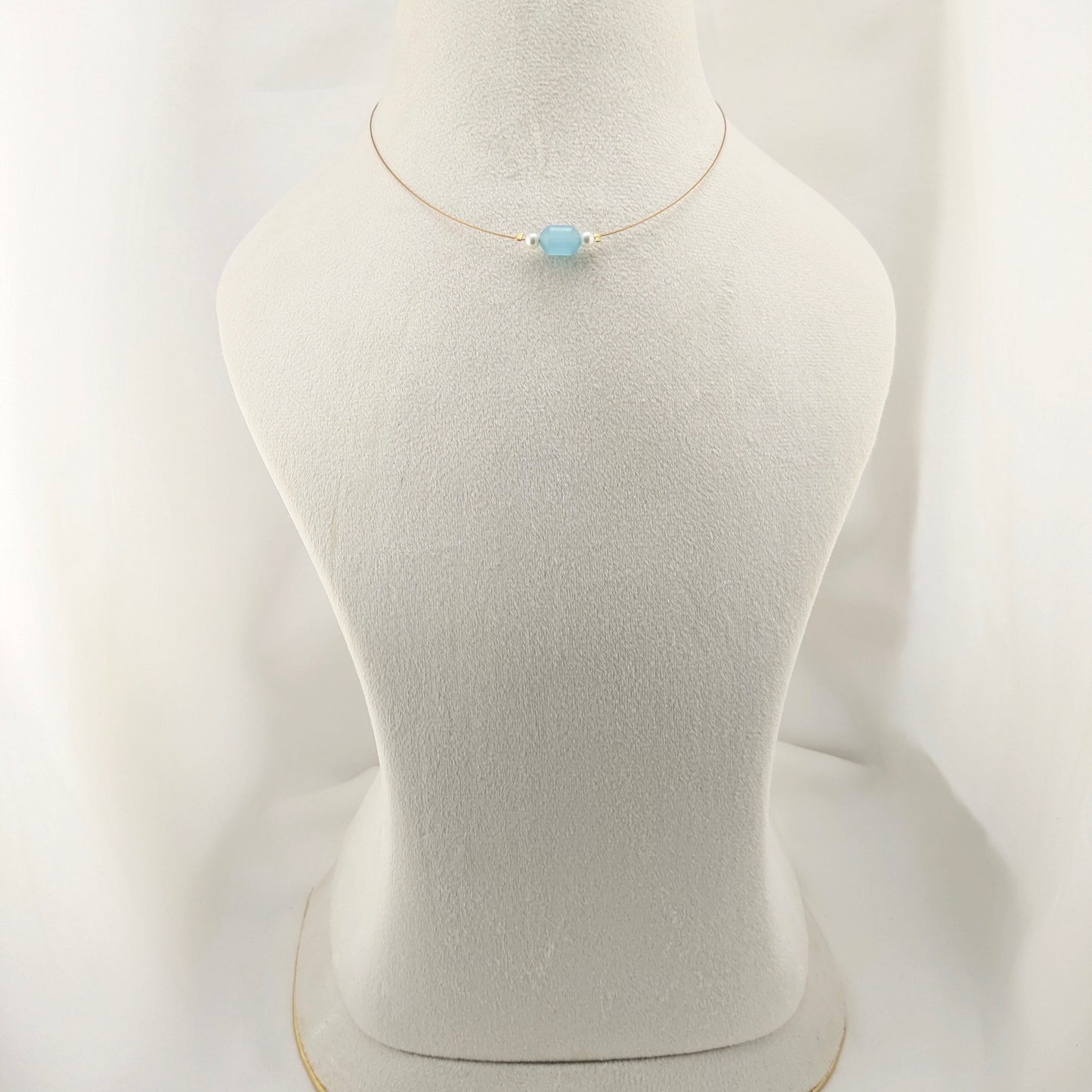 Light blue beaded invisible chain
