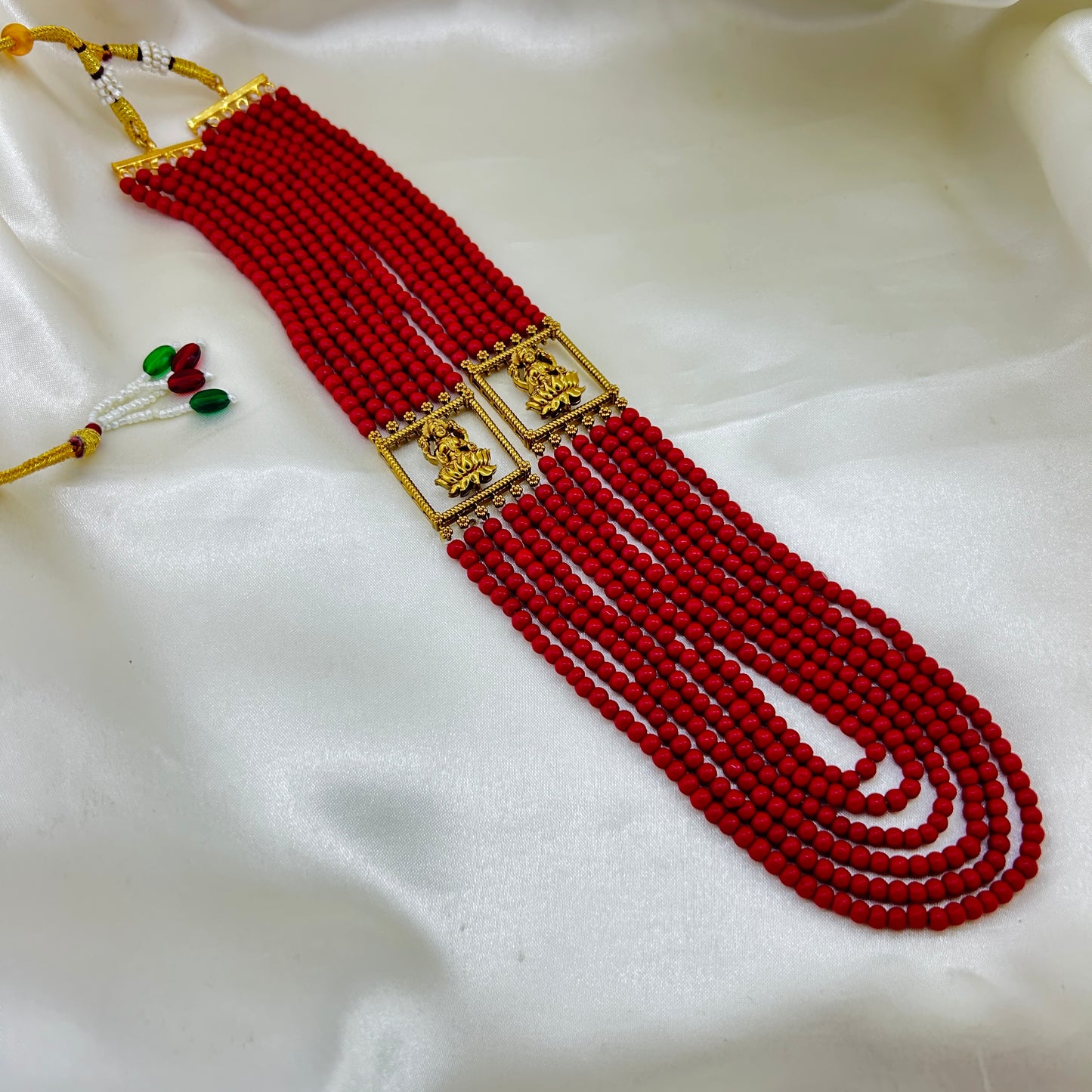 SIX-LAYER CORAL HAARA – HANDCRAFTED ETHNIC NECKLACE