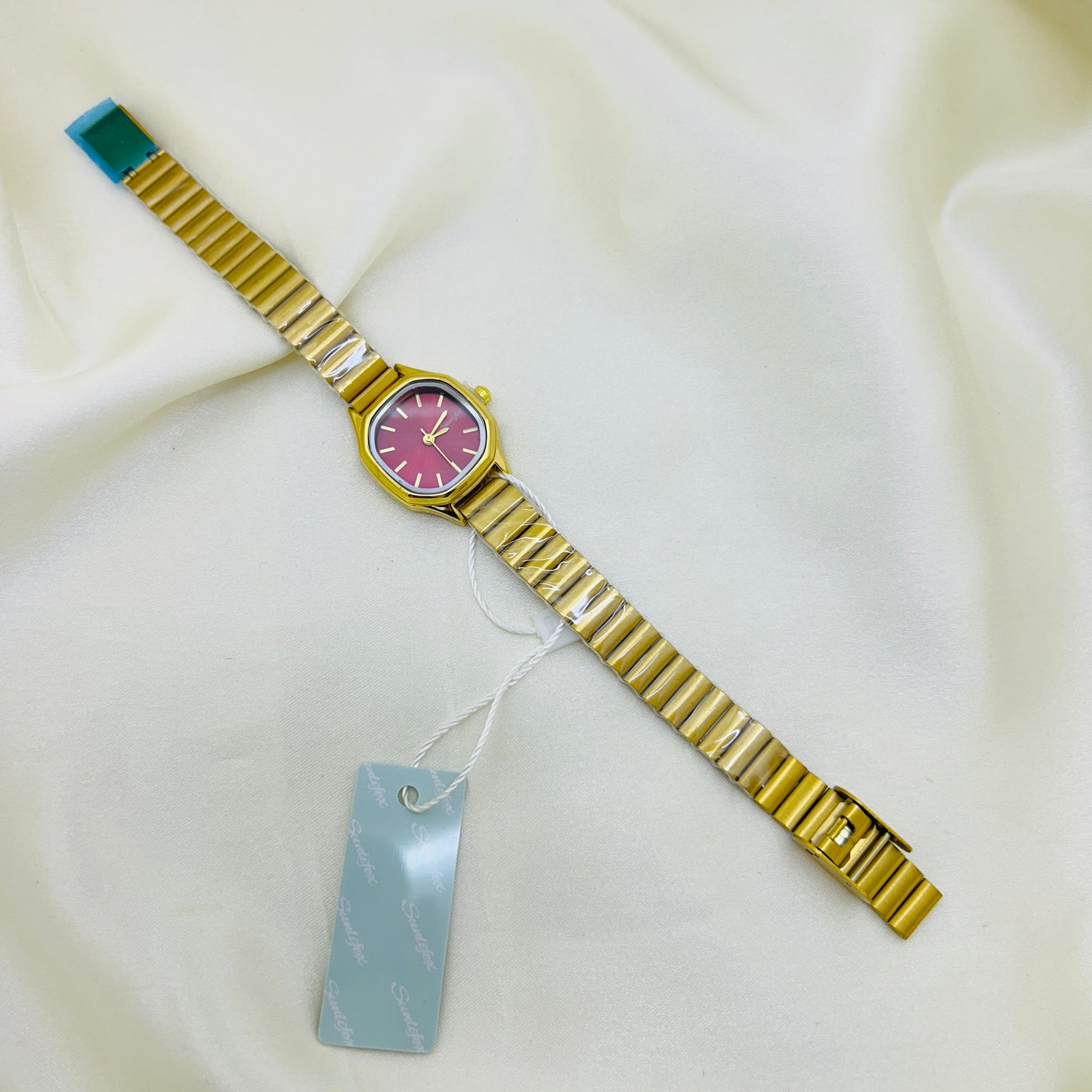 Modern Square Magenta Pink Dial Watch