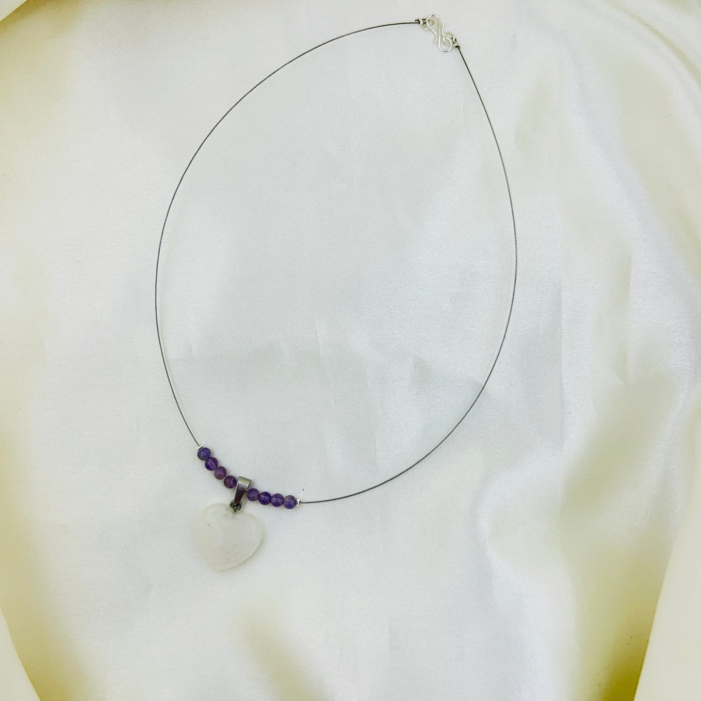 Floating Moonstone Heart Necklace | Invisible Chain Gemstone Neckpiece