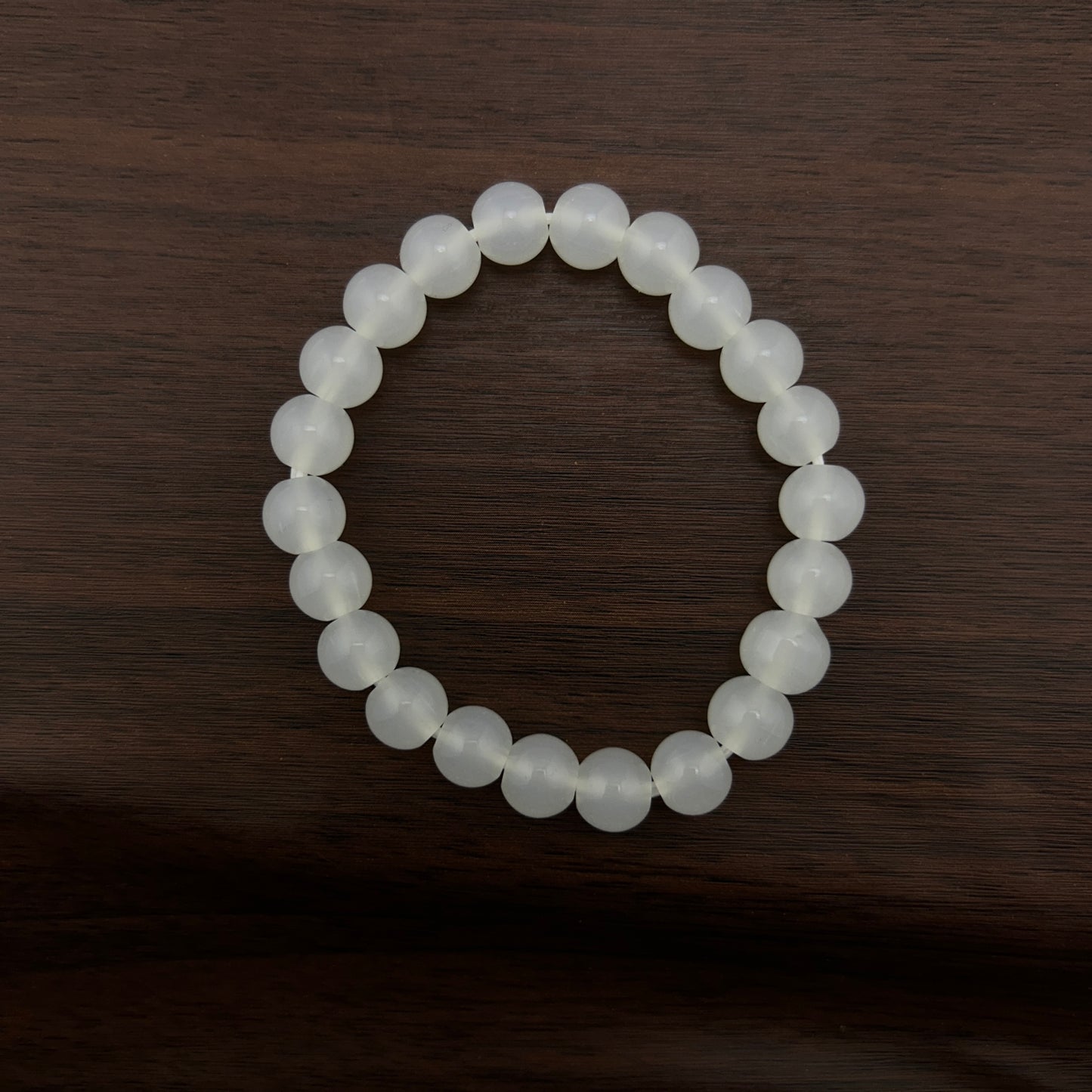 Round and smooth moon white crystal bracelet