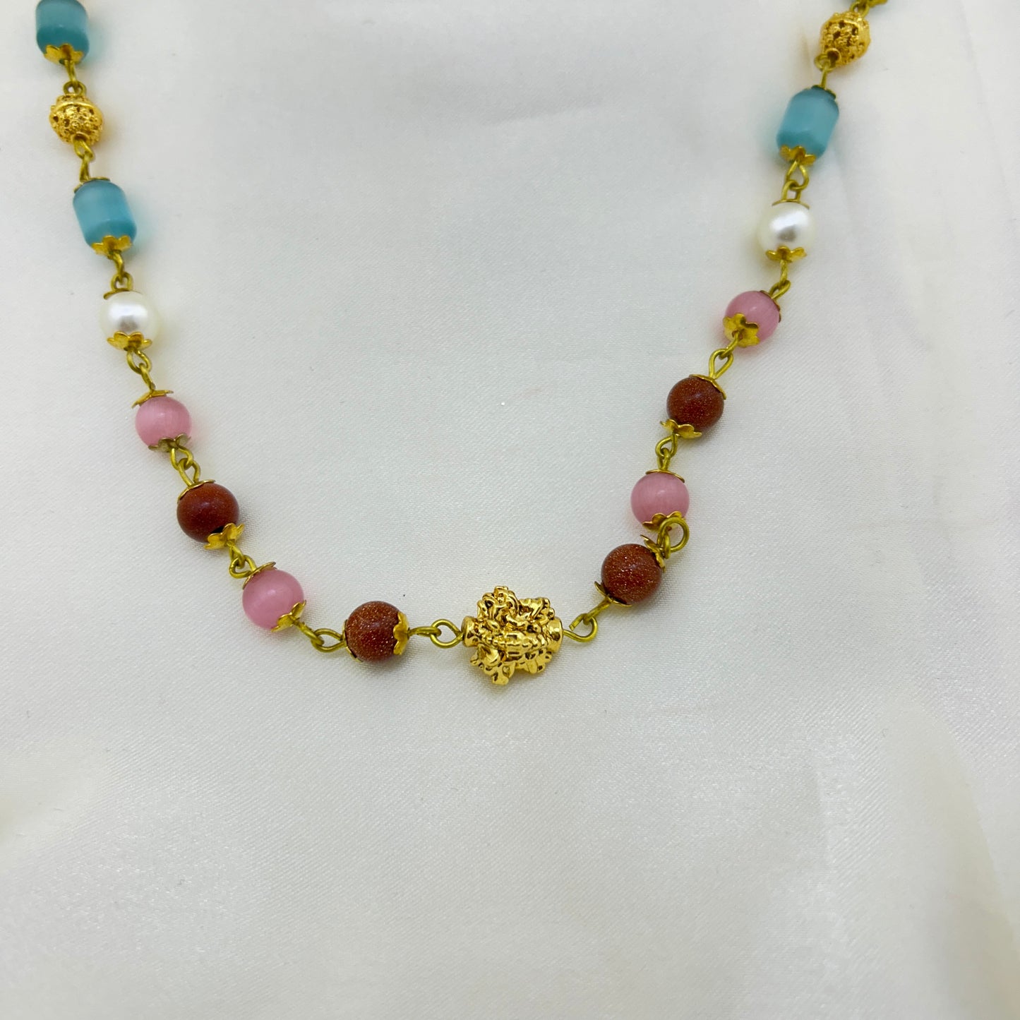 Semi-precious beaded long necklace