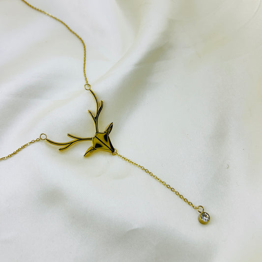 Brand inspired Deer head single line demifine necklace