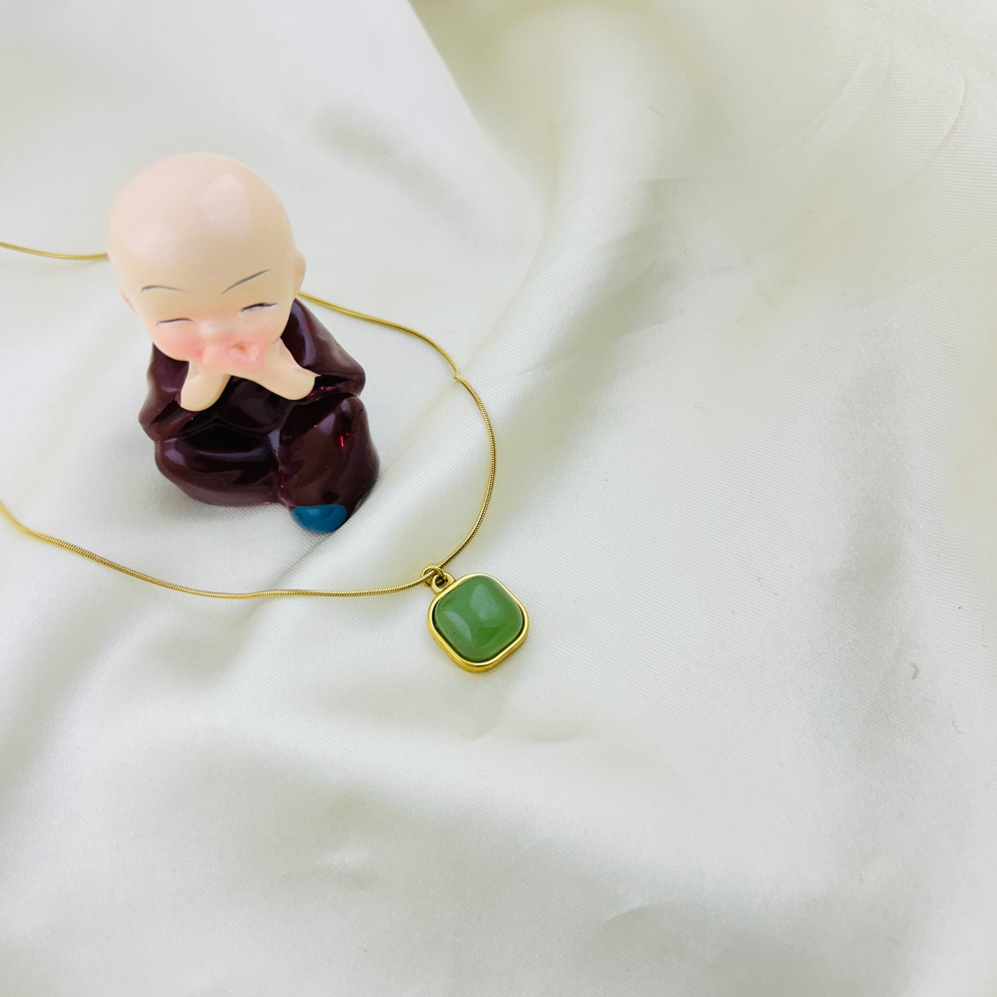 Cubic gemstone pendant demifine necklace
