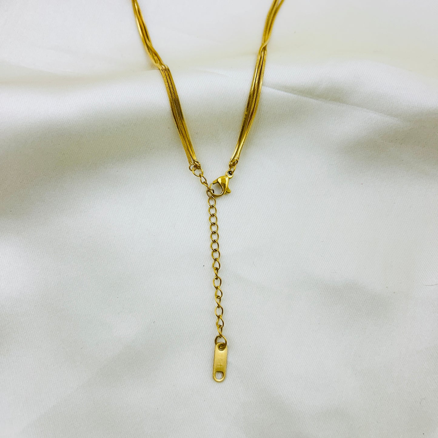 Three layered chain with single heart pendant demifine necklace