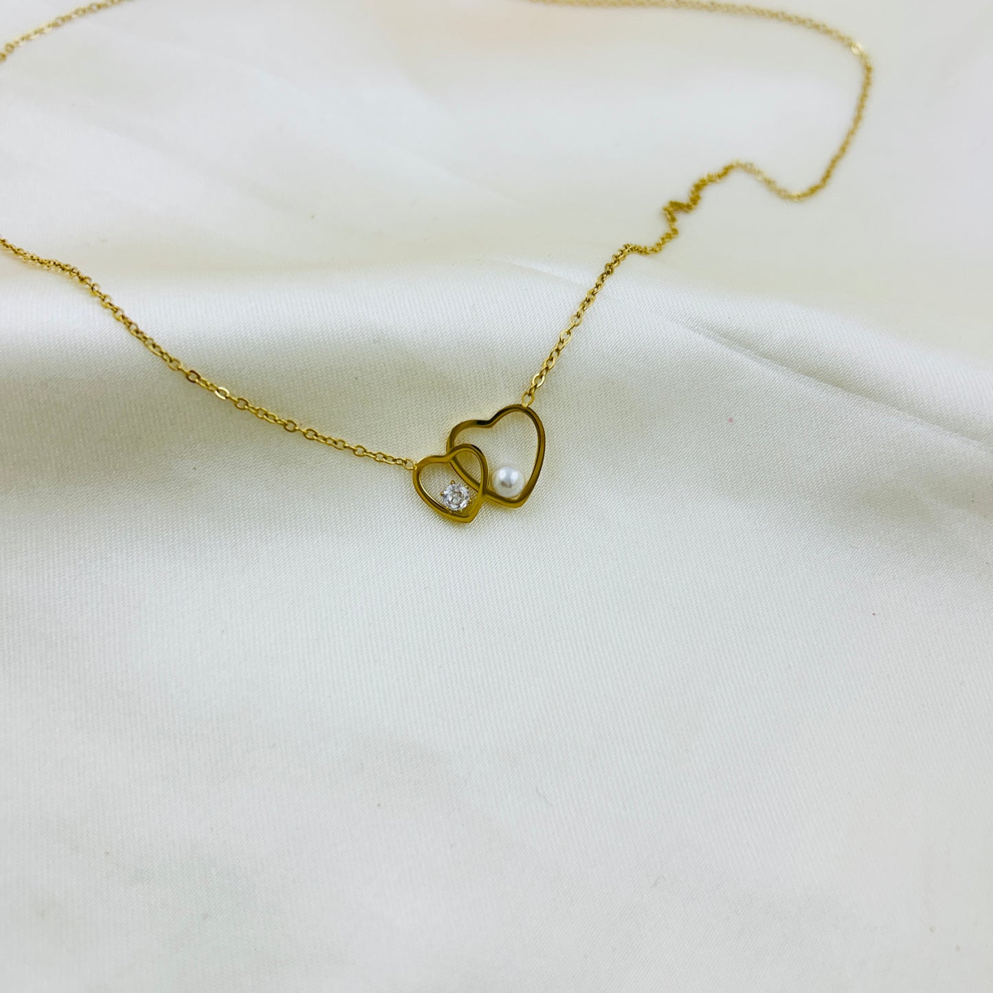 Mommy and baby heart pendant - demifine necklace