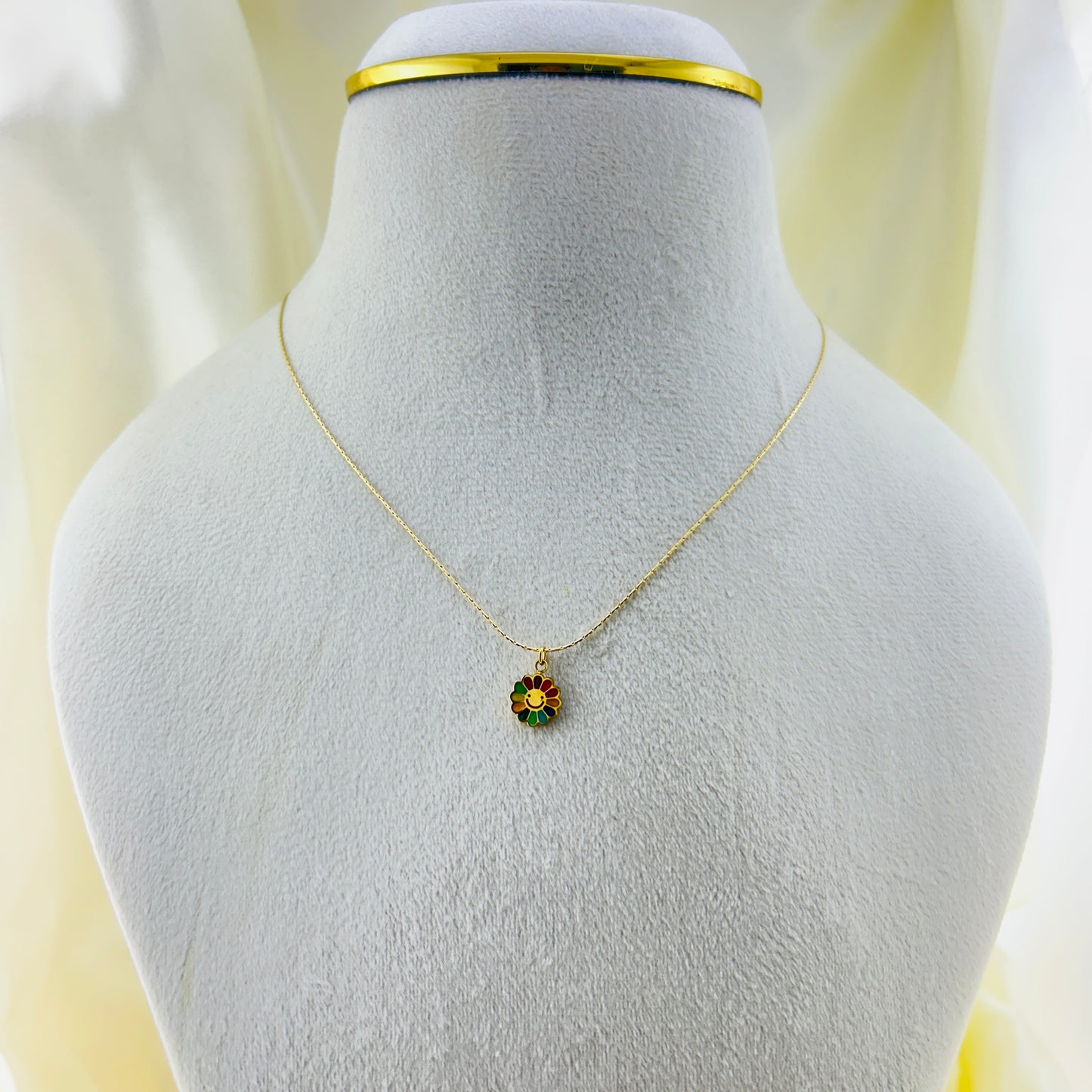 Tiny multicolor pendant in a thin chain - Demifine necklace