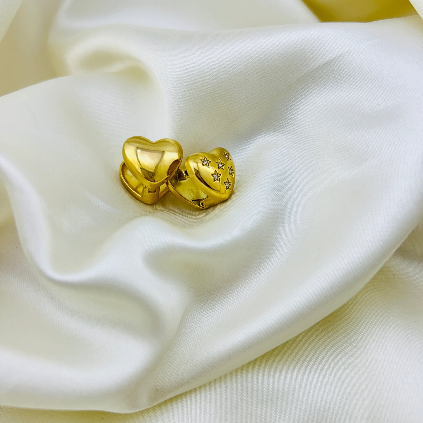 Star stone heart studs - hoop earrings