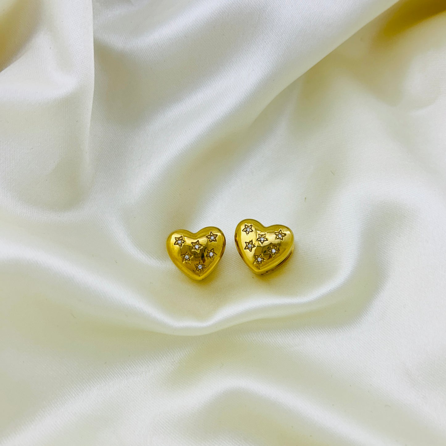Star stone heart studs - hoop earrings