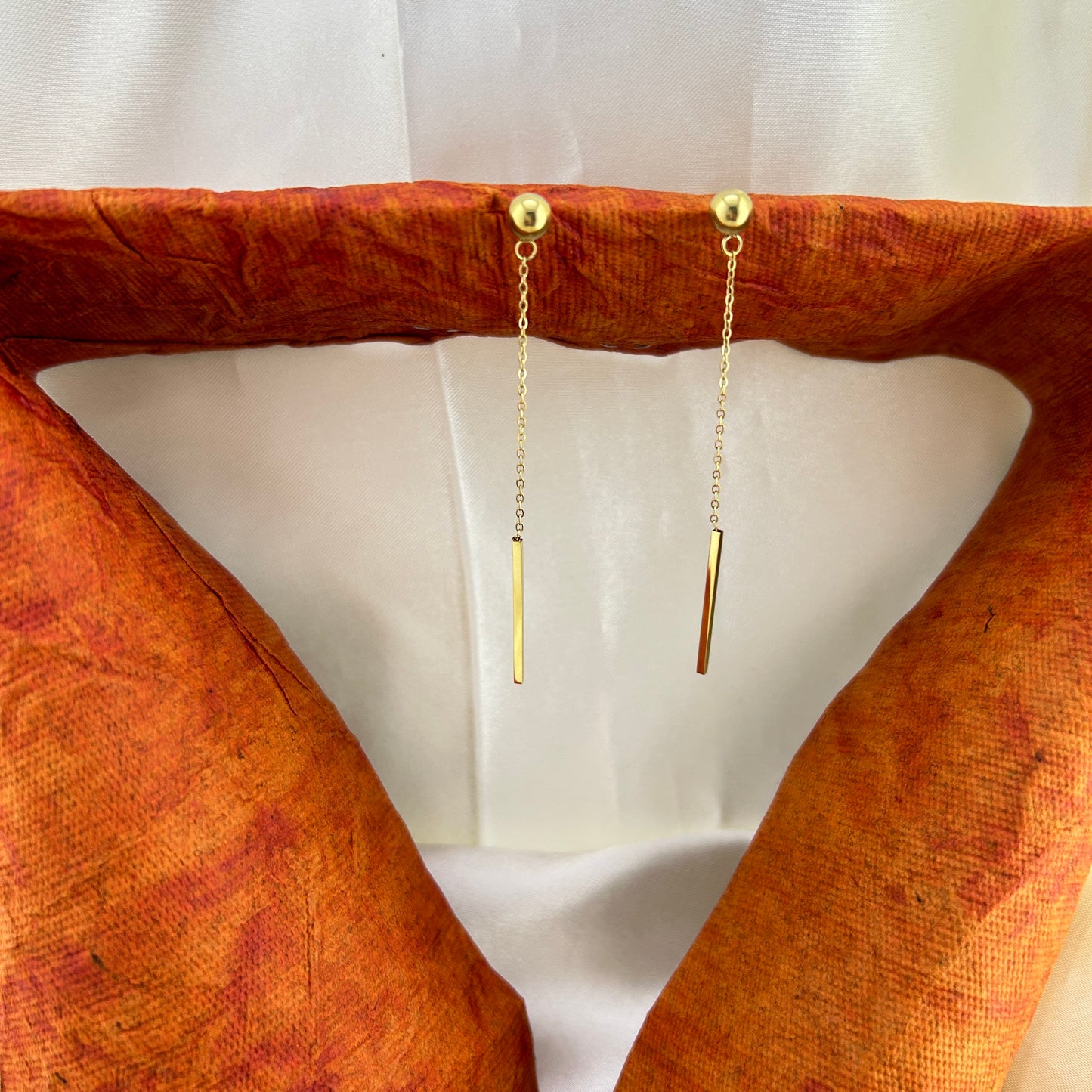 Trendy thin chain dangles - earrings