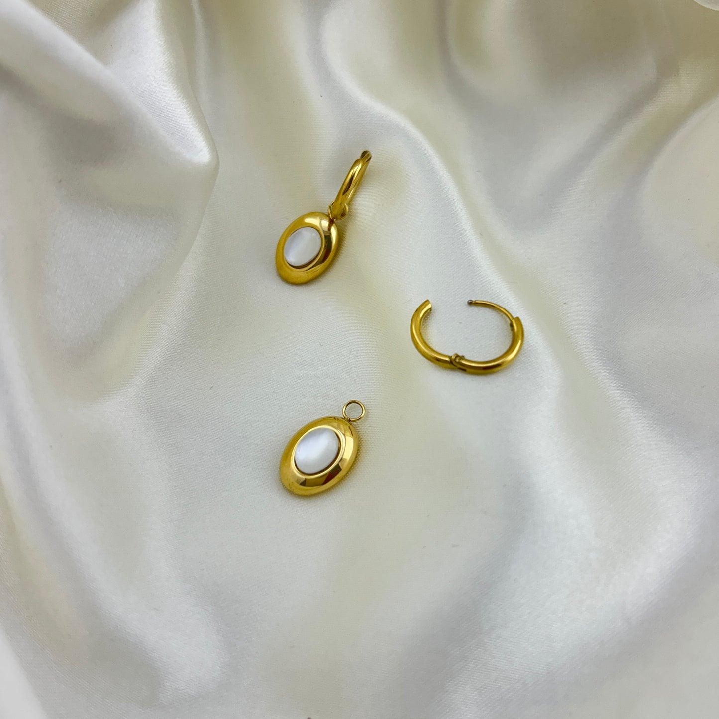 Oval drop rings - hoop earrings (two way use, removable drops)