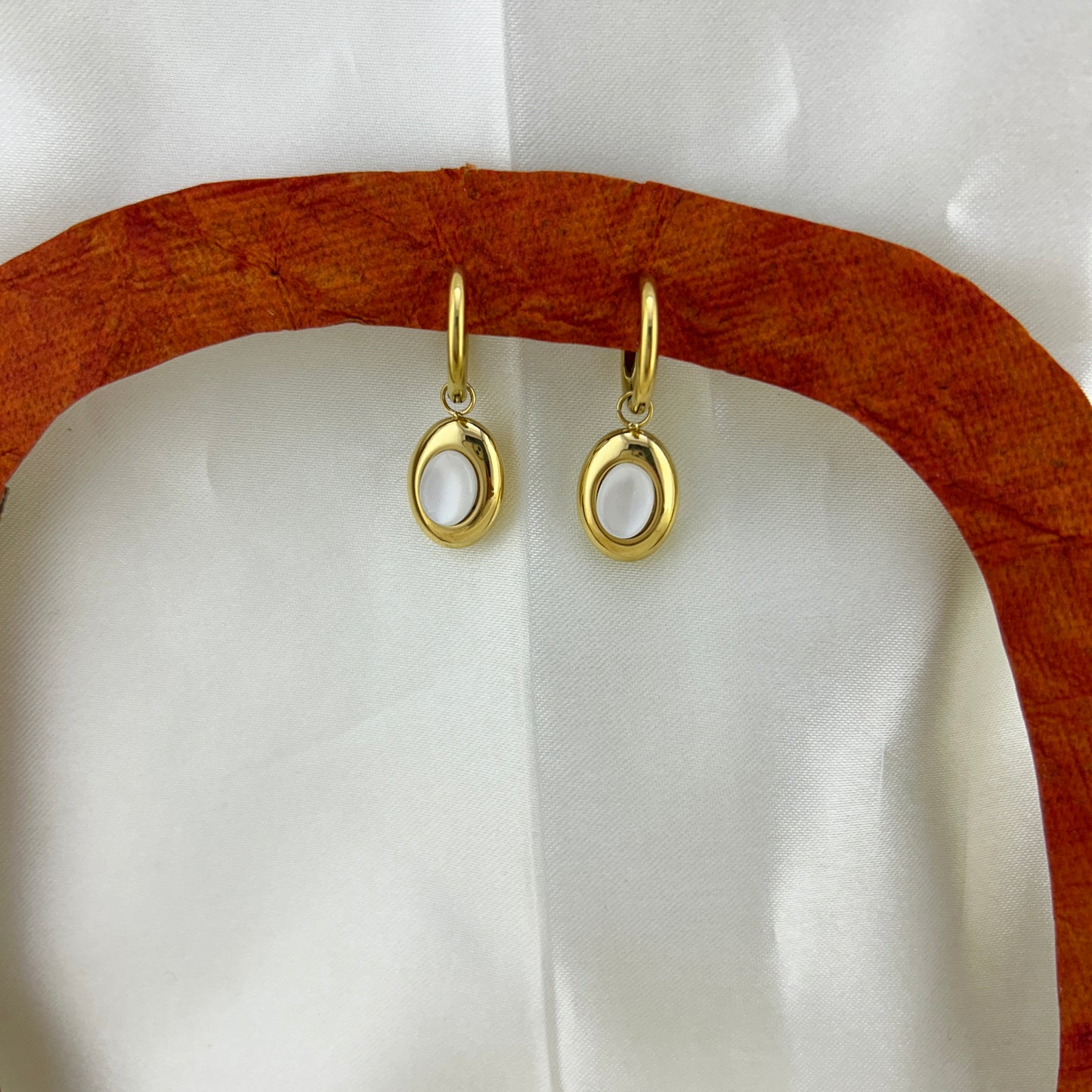 Oval drop rings - hoop earrings (two way use, removable drops)