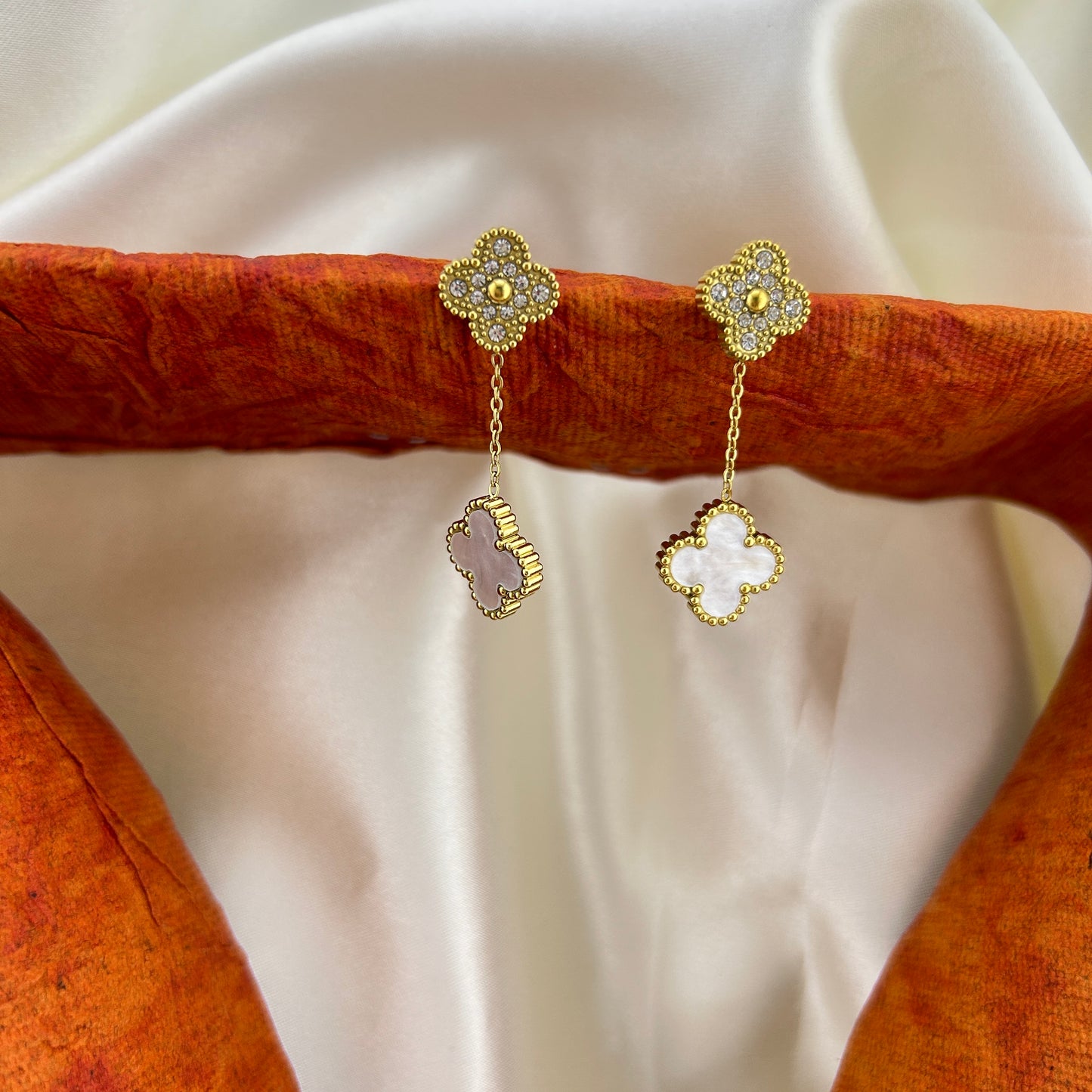 Clover enamel dangles - drop earrings
