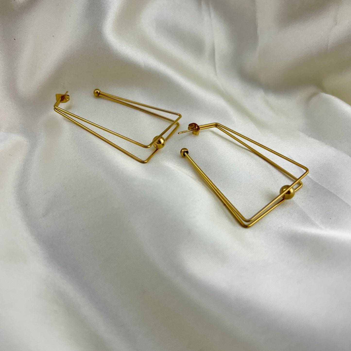 Big and bold double layer baguette rings - hoop earrings