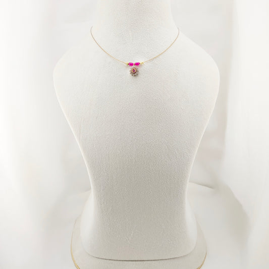 Ruby beaded oval pendant invisible chain