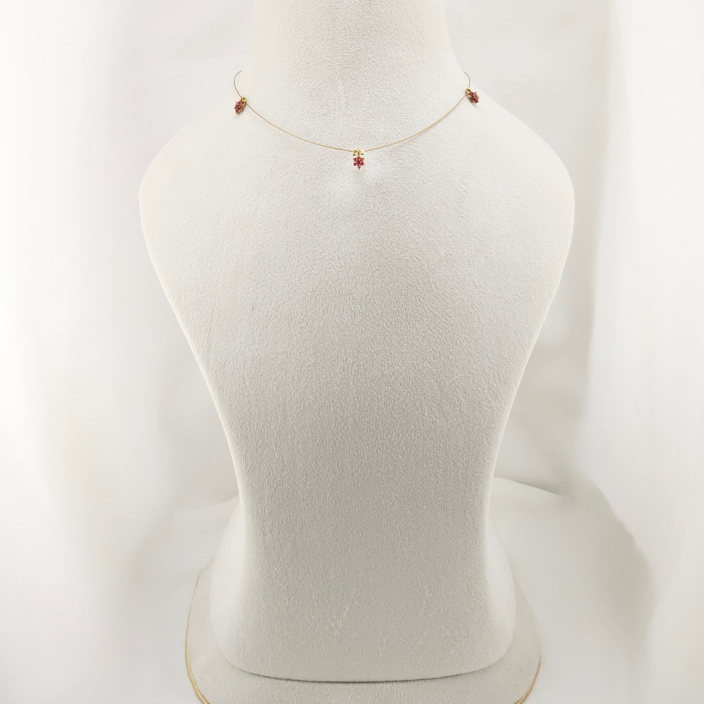 Pink flower pendant invisible chain