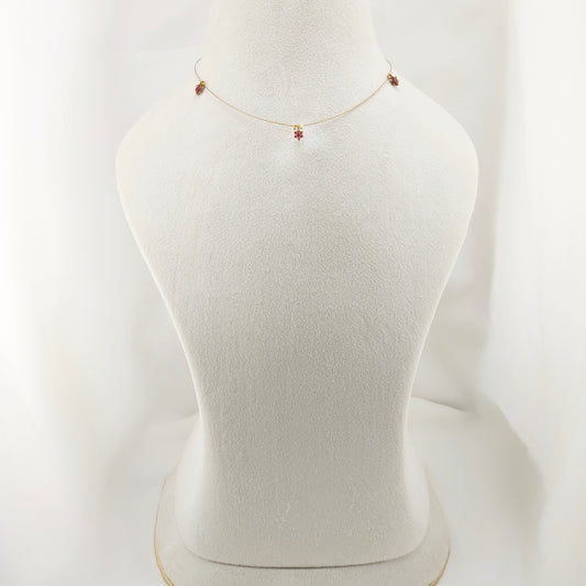 Pink flower pendant invisible chain