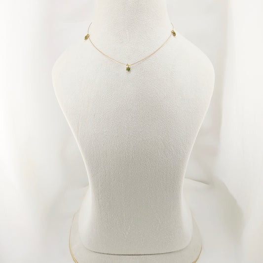 Green flower pendant invisible chain