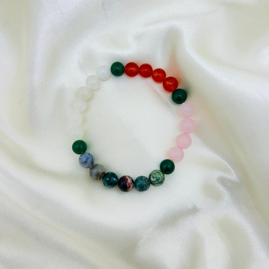 Divine Feminine Fertility Bracelet – Moonstone, Moss Agate, Carnelian & Rose Quartz