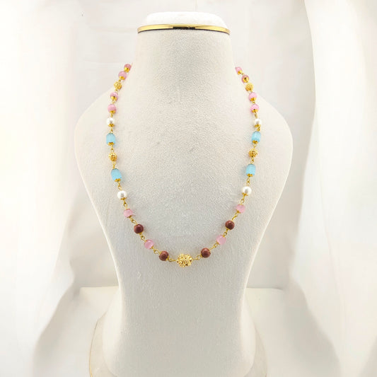 Semi-precious beaded long necklace