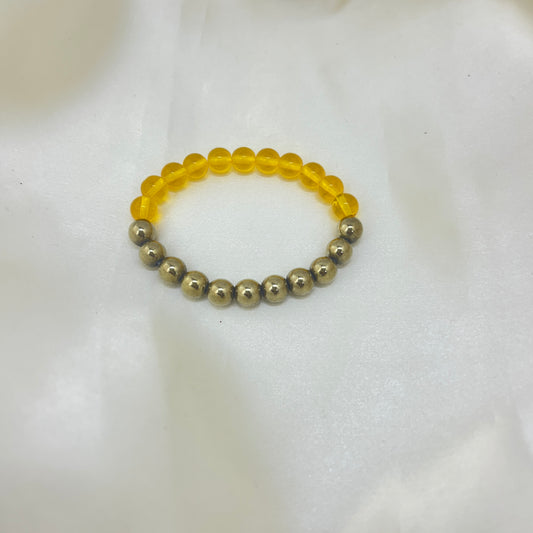 Citrine and golden hematite energy bracelet - Golden Glow Abundance Bracelet
