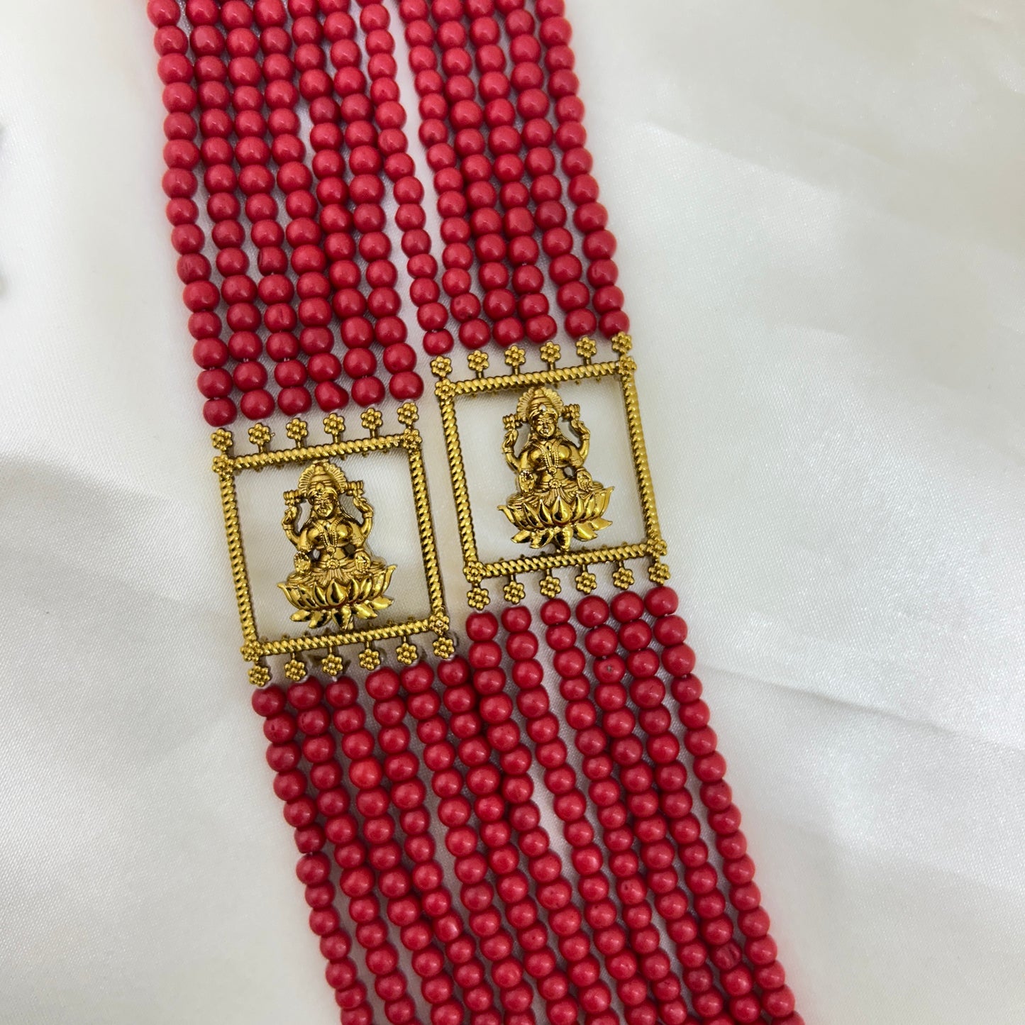 SIX-LAYER CORAL HAARA – HANDCRAFTED ETHNIC NECKLACE