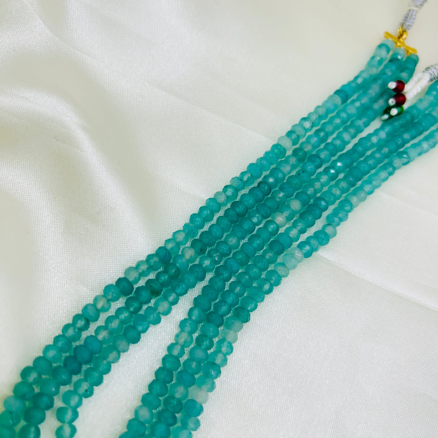 THREE LAYER SKY BLUE ONYX SHORT NECKLACE – MINIMAL HEIRLOOM STYLE