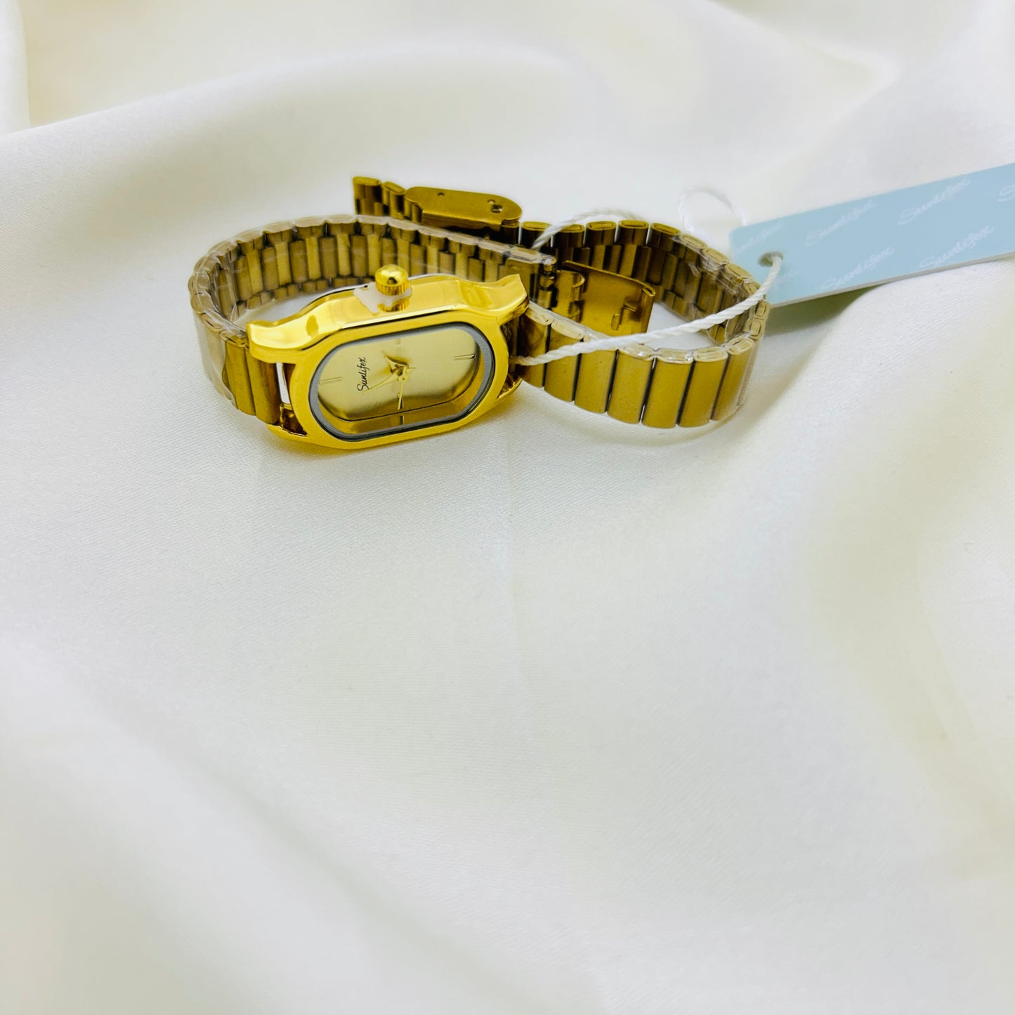 Golden Tone Rectangle dial Watch