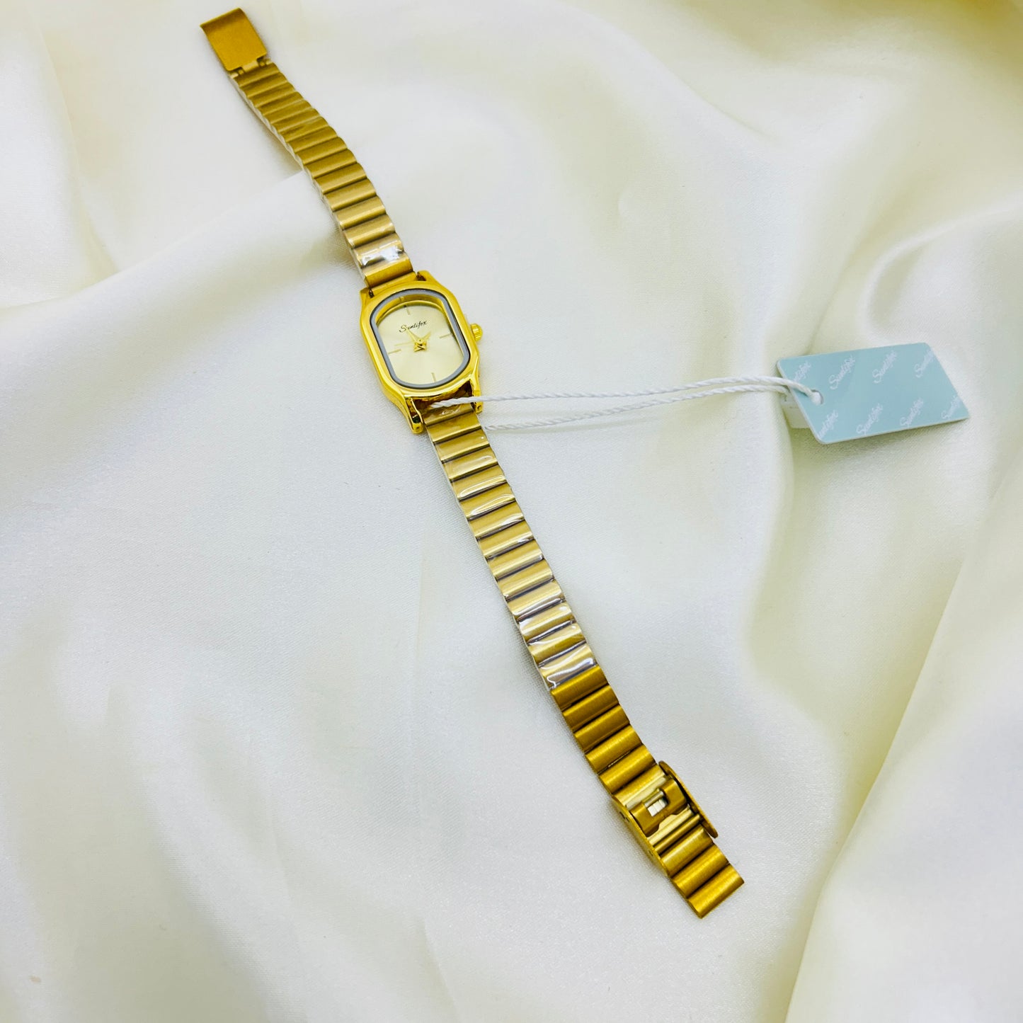 Golden Tone Rectangle dial Watch