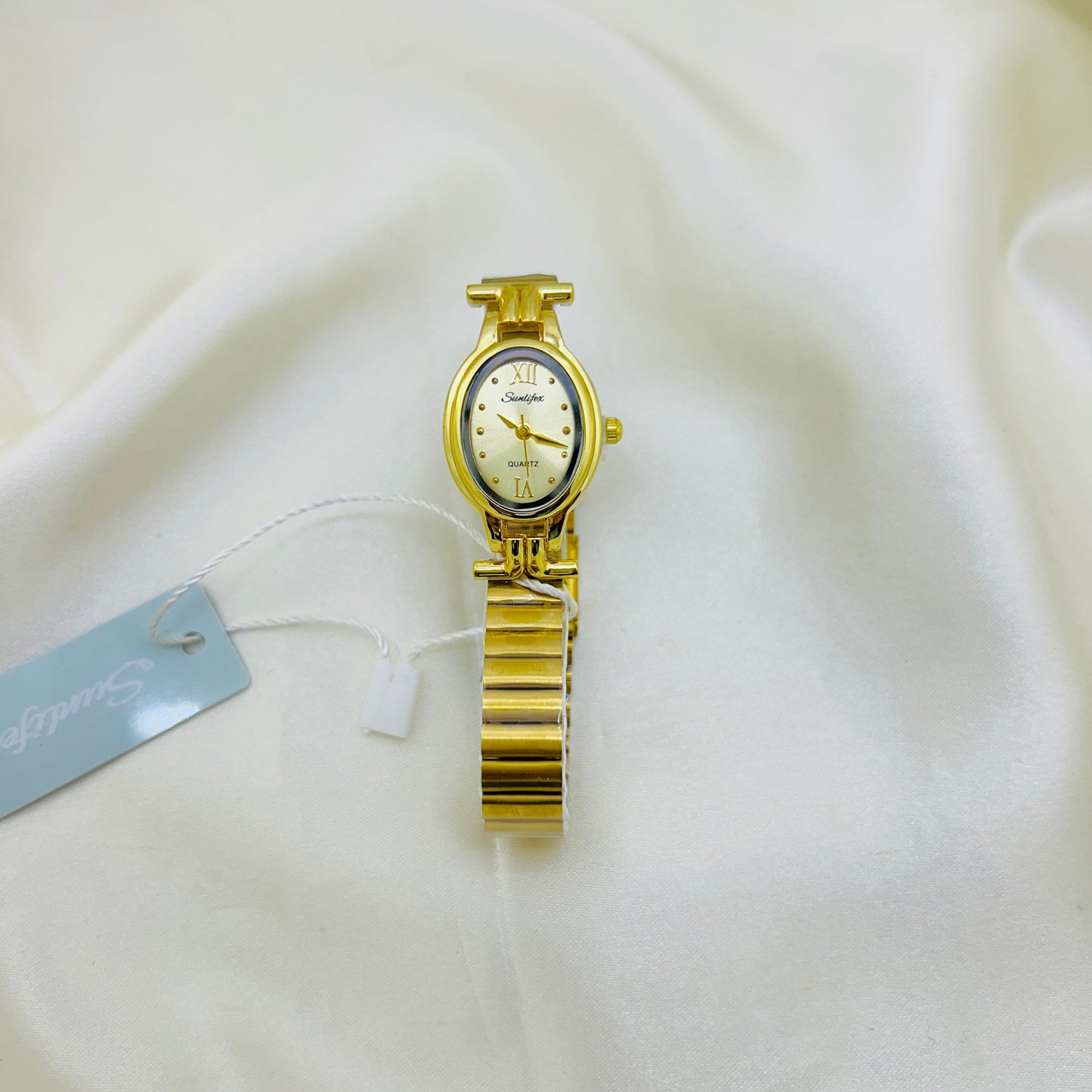 Golden Tone Oval dial Stainless Steel Watch