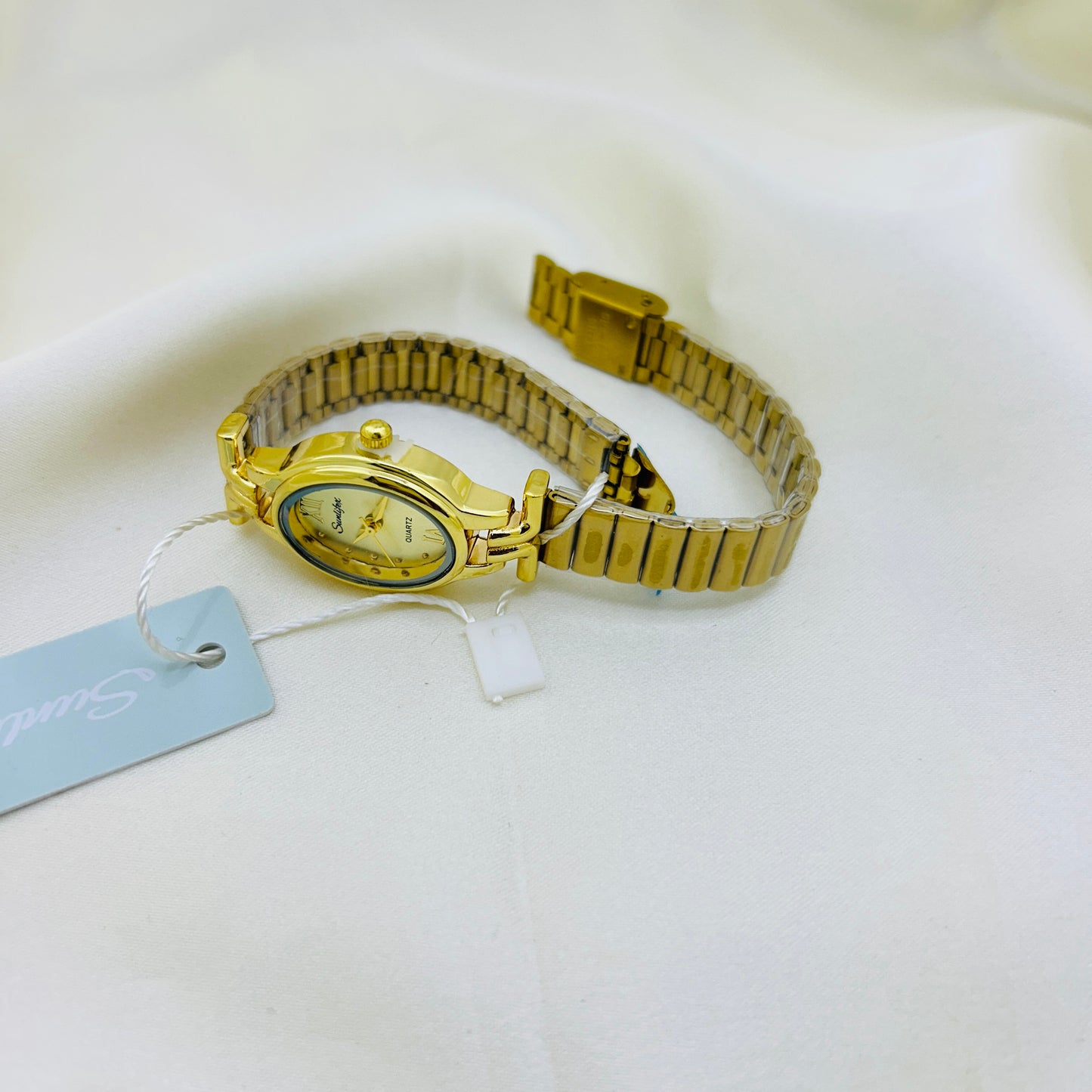 Golden Tone Oval dial Stainless Steel Watch