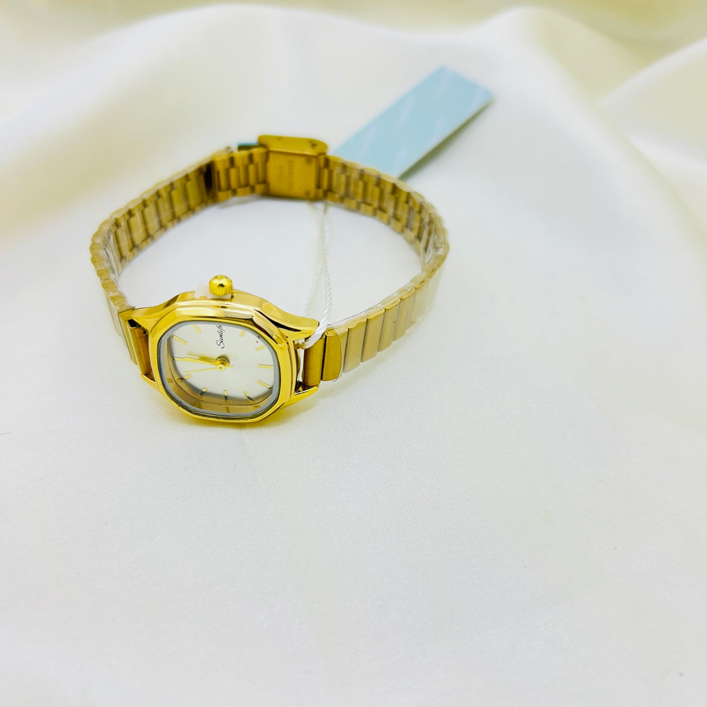 White Square Dial Stainless Steel Watch