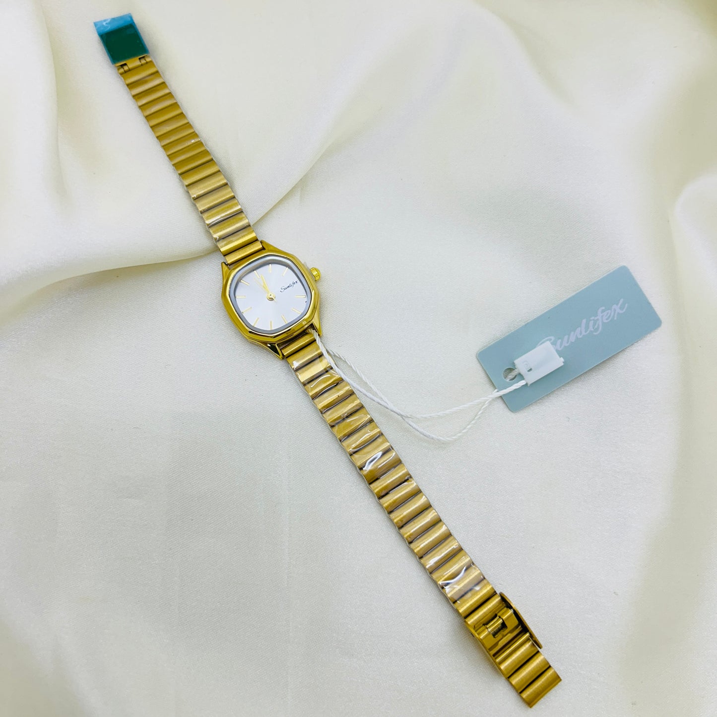 White Square Dial Stainless Steel Watch