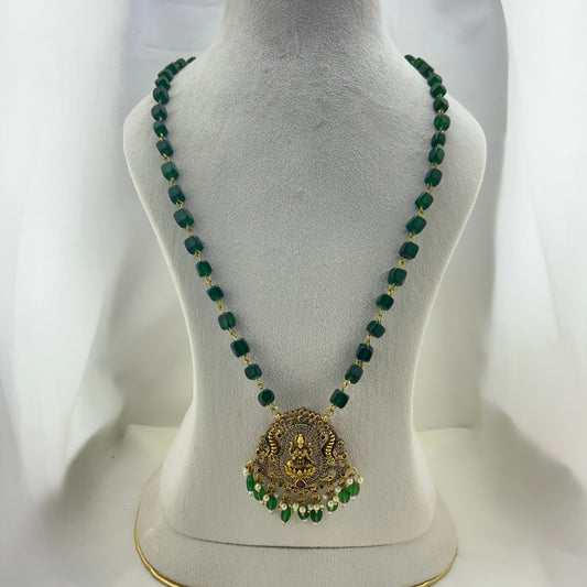 Green Emerald Lakshmi long necklace
