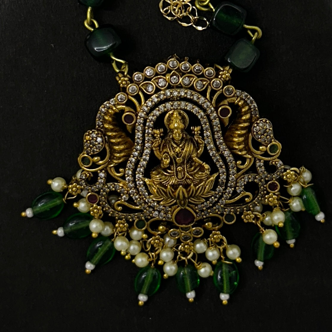 Green Emerald Lakshmi long necklace