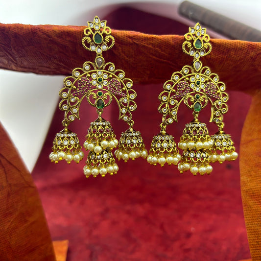 Antique chandelier earrings with jumkas