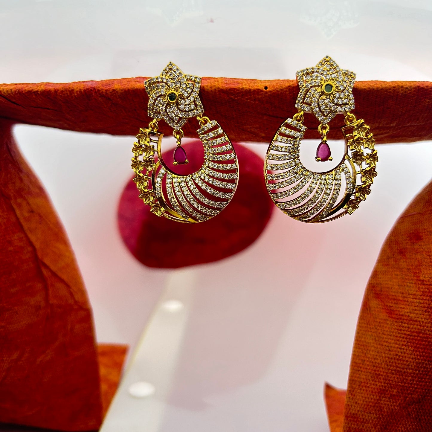 AD stone antique chandelier earrings