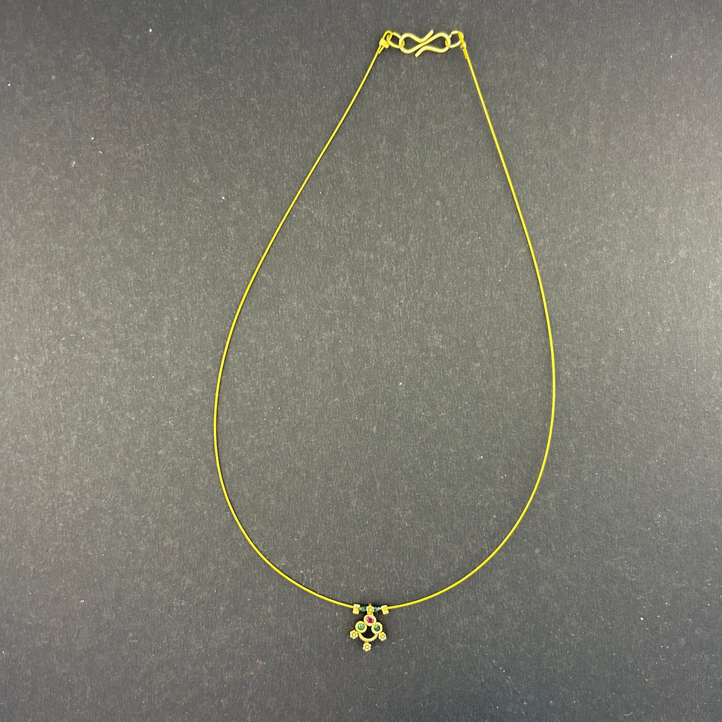 Tiny antique pendant invisible chain