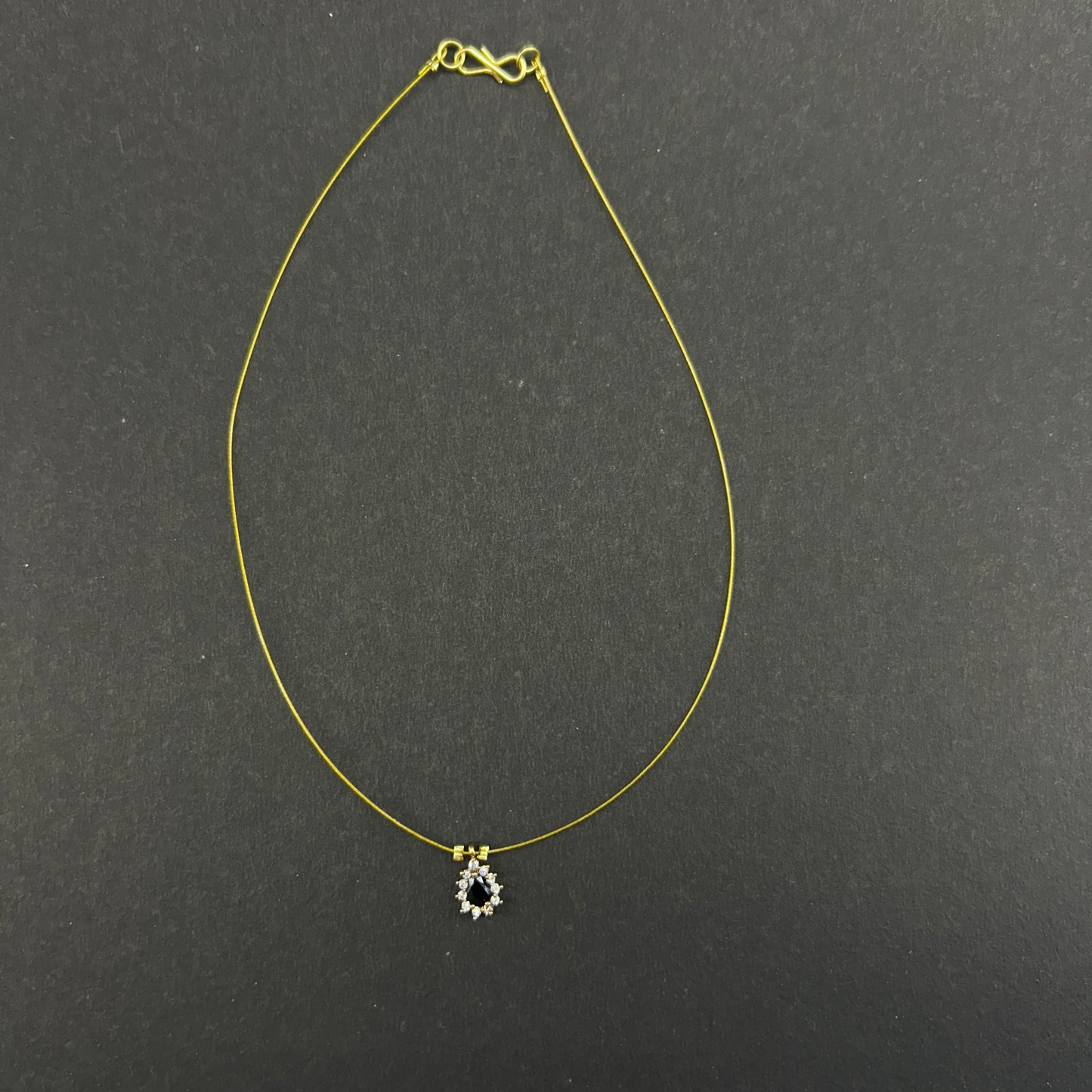 Black stone pendant invisible chain