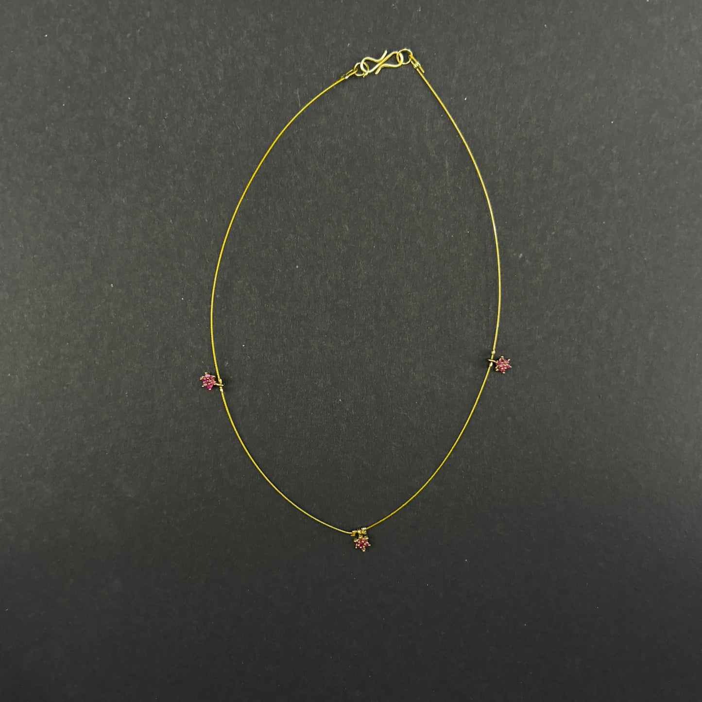 Pink flower pendant invisible chain