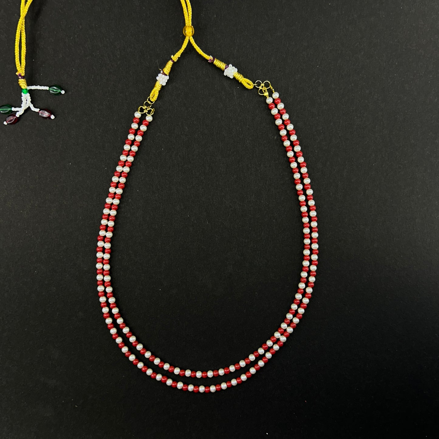 Two layered pearl and coral beaded necklace