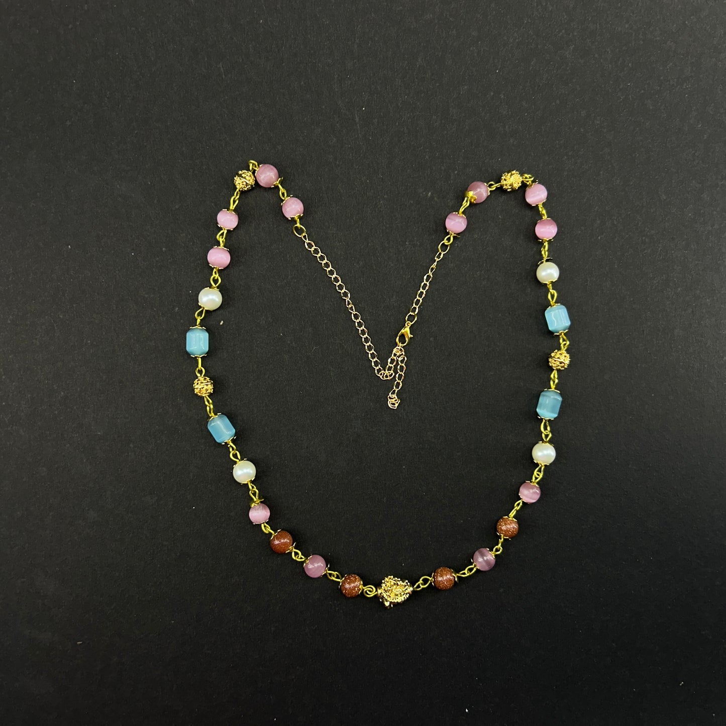 Semi-precious beaded long necklace