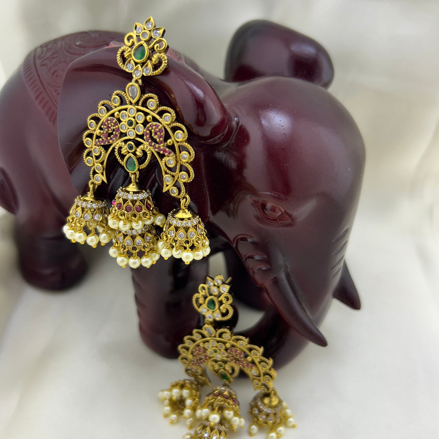 Antique chandelier earrings with jumkas