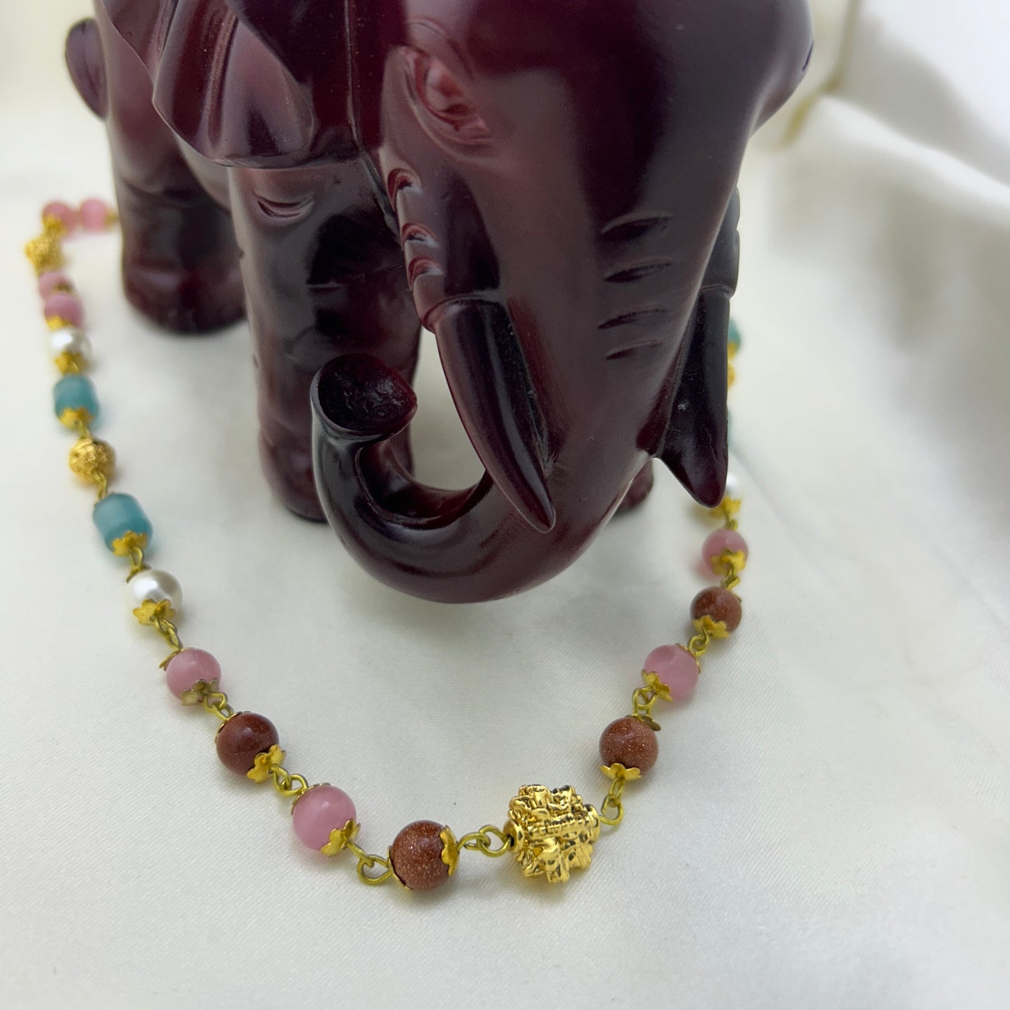 Semi-precious beaded long necklace
