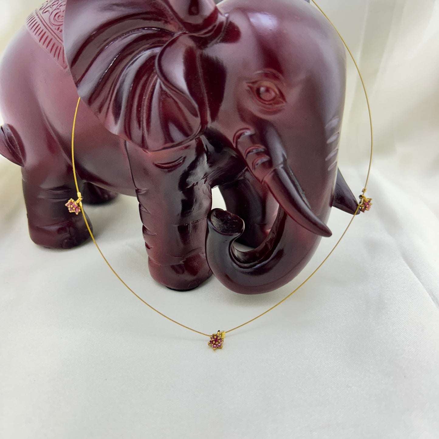Pink flower pendant invisible chain