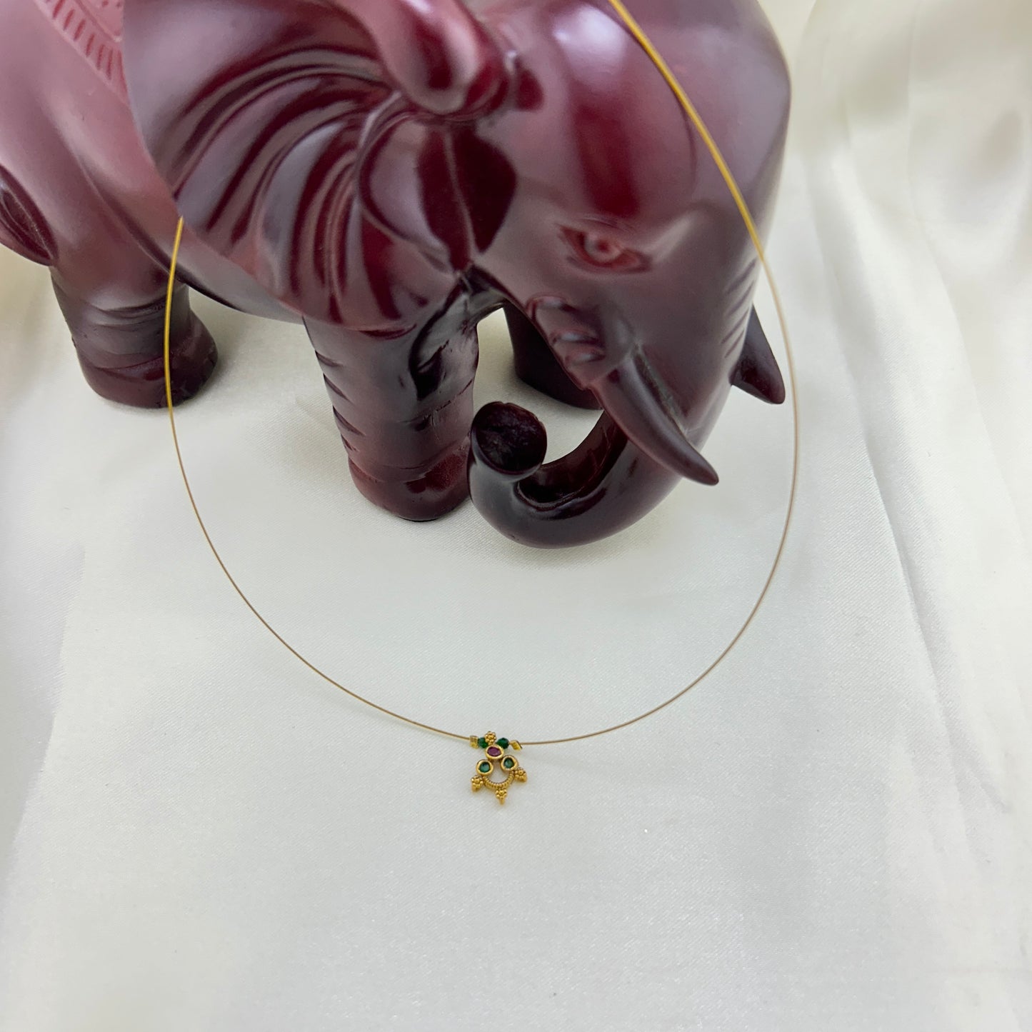 Tiny antique pendant invisible chain