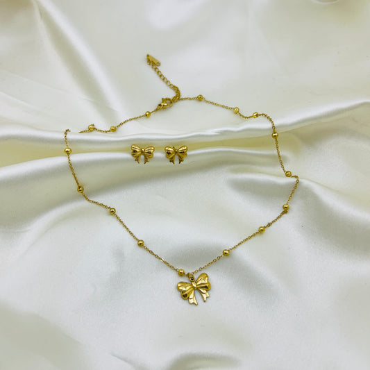Beautiful Bow pendant - necklace and earring set