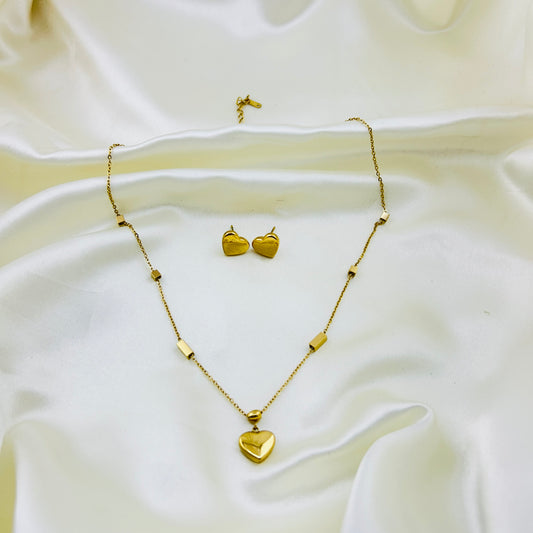 Heart pendant - necklace and earring set