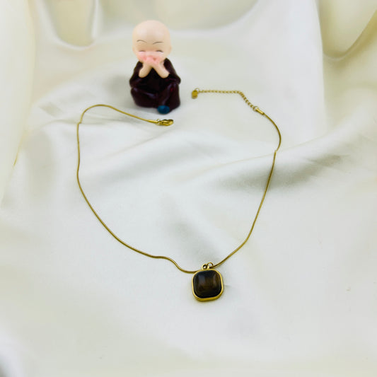 Cubic gemstone pendant demifine necklace