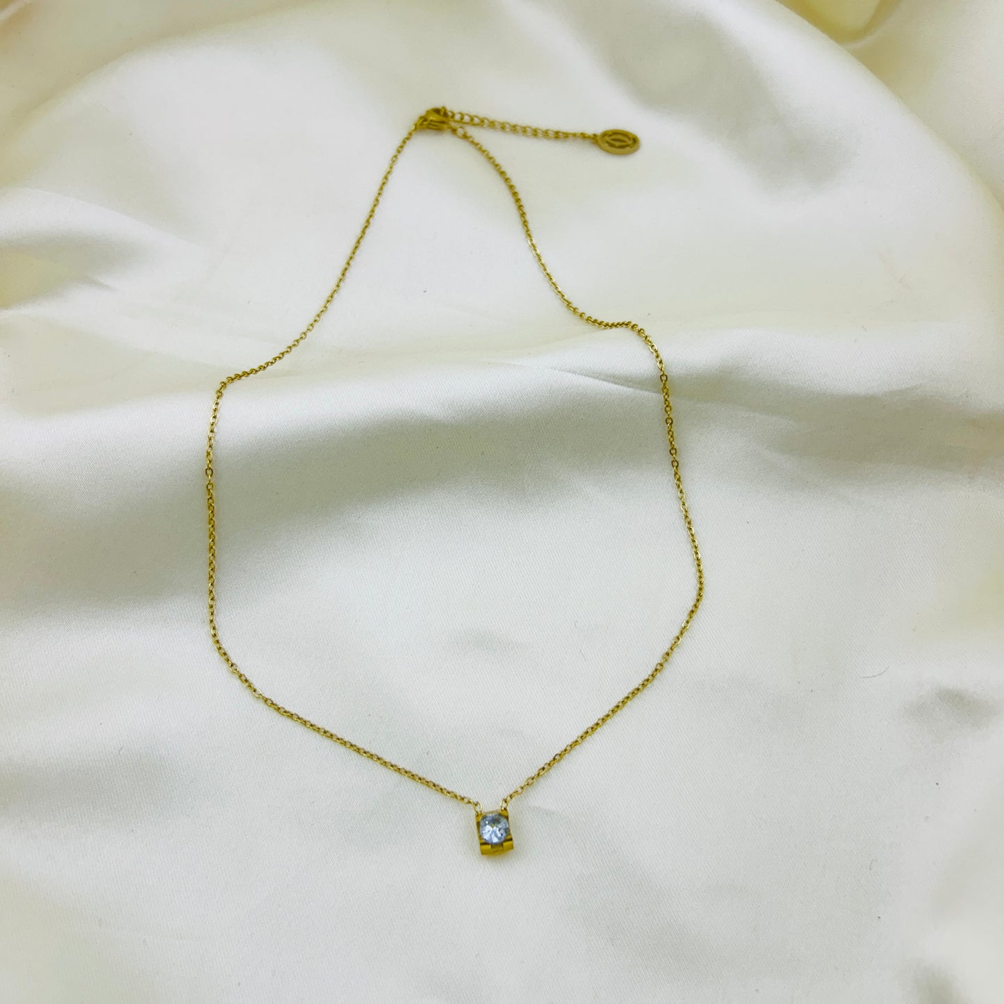 Single stone pendant and chain - demifine necklace